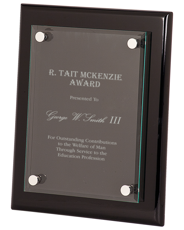 Piano Finish Plaque with Floating Jade Glass or Acrylic view 2